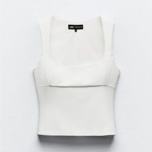 Zara White Bustier Bodysuit Tank Top